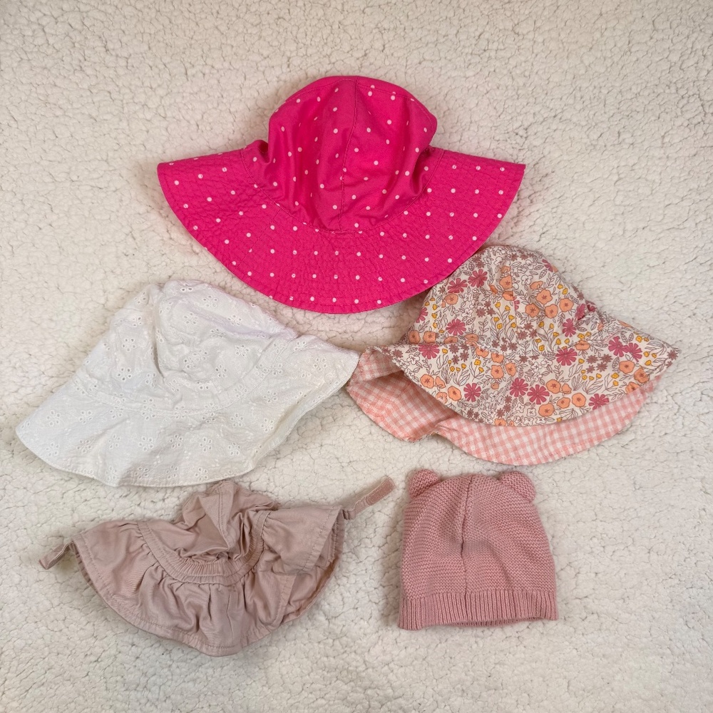 Baby Girl Sun Hat & Beanie Lot Gap, Carter’s & More Multi-Size - Picture 5 of 12